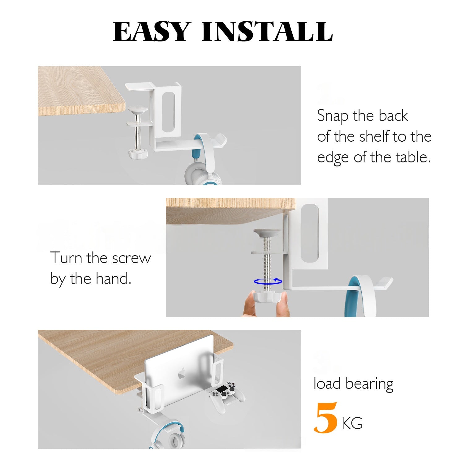 Support de refroidissement d'ordinateur portable latéral multifonctionnel non perçant