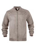 European And American Men's Suede Solid Color Casual Sports Stand Collar Zipper Jacket Plu