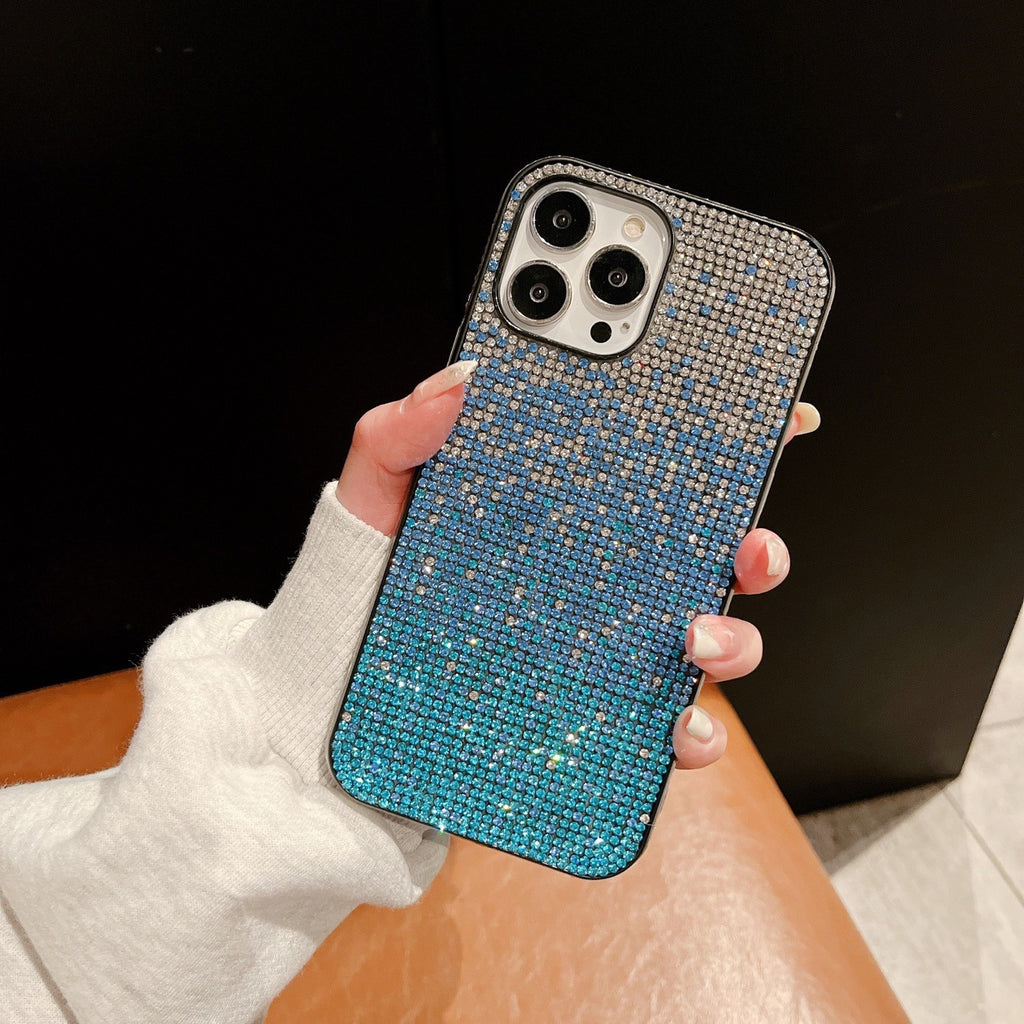 Gradient Edge Diamond Case Téléphone Starry Sky Strass