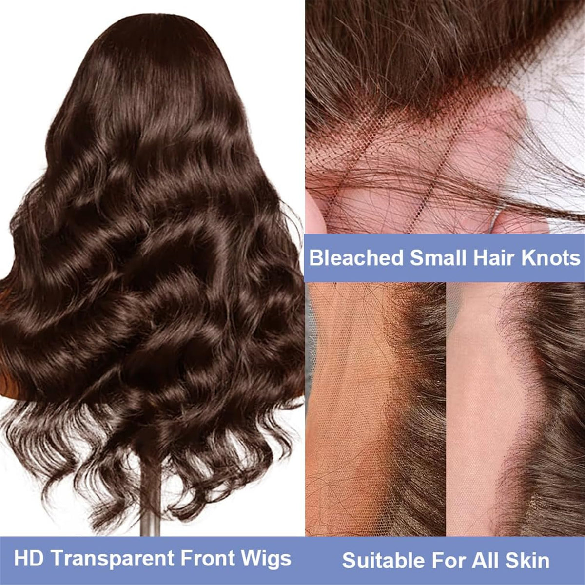 13x4 Lace Front Human Hair Wig Brown Body Density