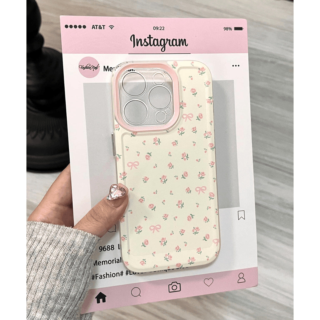 Étui de téléphone floral en plastique rose pour femmes