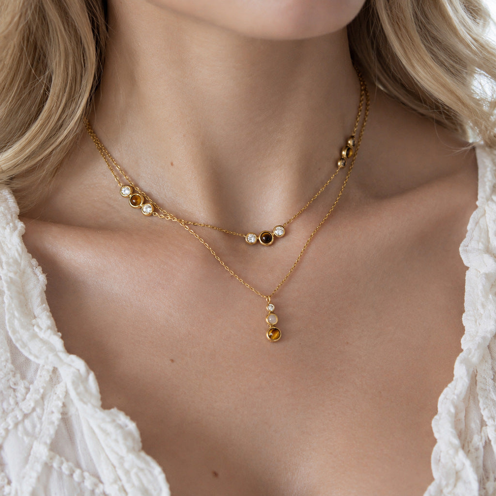 Collier en acier inoxydable Tiger's Eye Titanium Steel pour femmes
