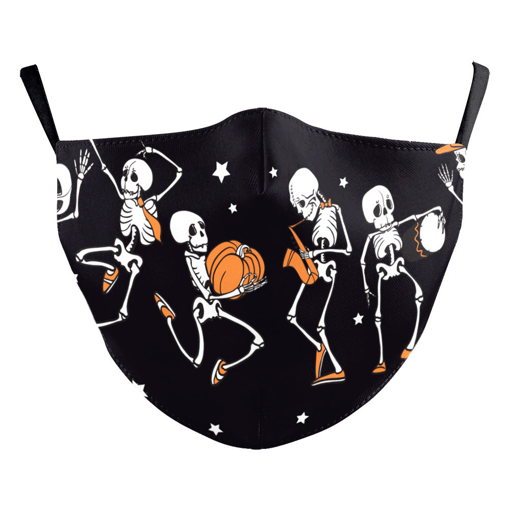 Masque d'impression numérique Halloween double couche en soie de lait