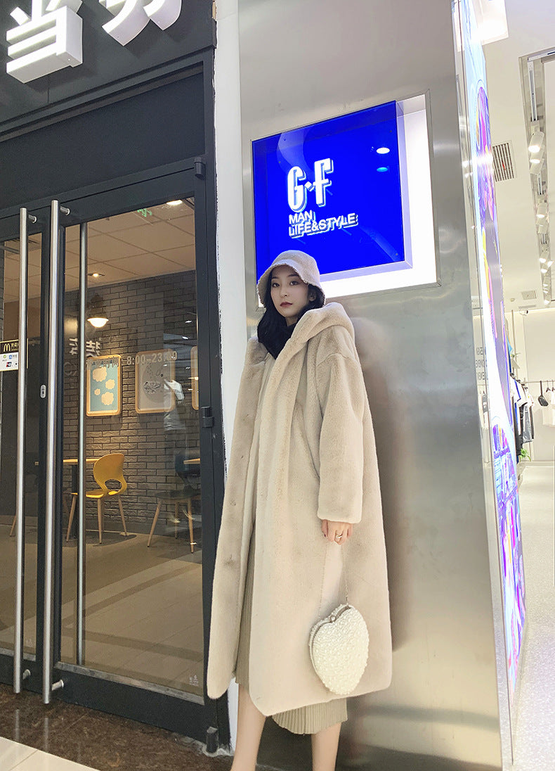 Manteau à capuche en peluche, épaissé, pour femmes