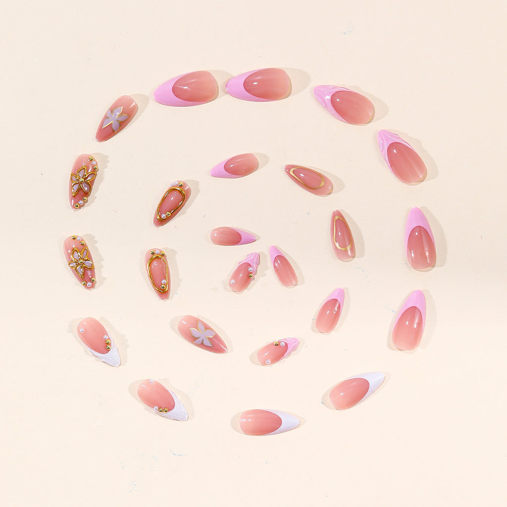 Les ongles amovibles en trois dimensions sculptés d'or pour les femmes