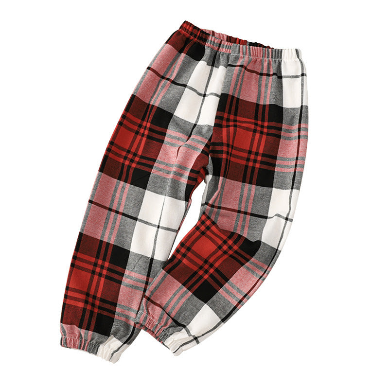 Mode Plaid rouge imprimé Long Moyen enfant