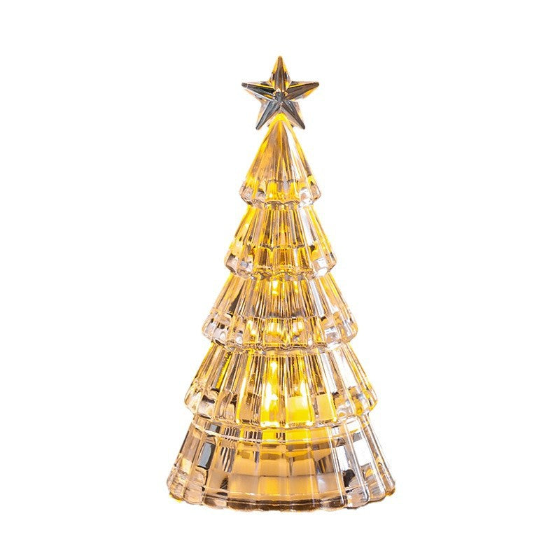 Décorations de Noël Mini cristal lumineux Arbre de Noël Ornements de bureau Chil créatif