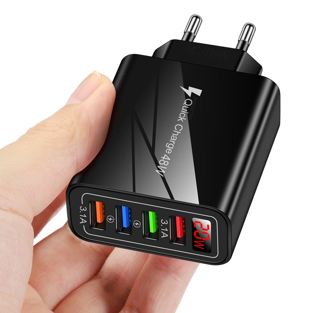 20W 4USB Affichage numérique Chargeur de téléphone mobile avec affichage