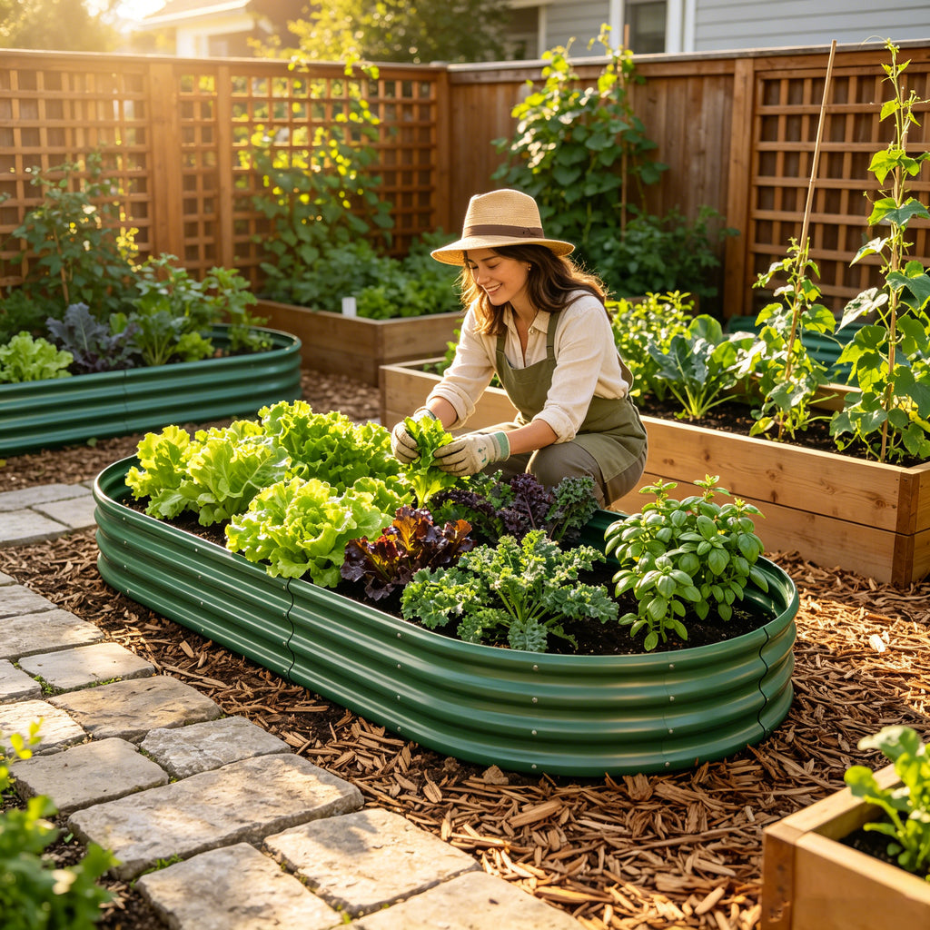 Lit de jardin surélevé galvanisé 8x4x1ft - Boîte de planteur métallique pour légumes