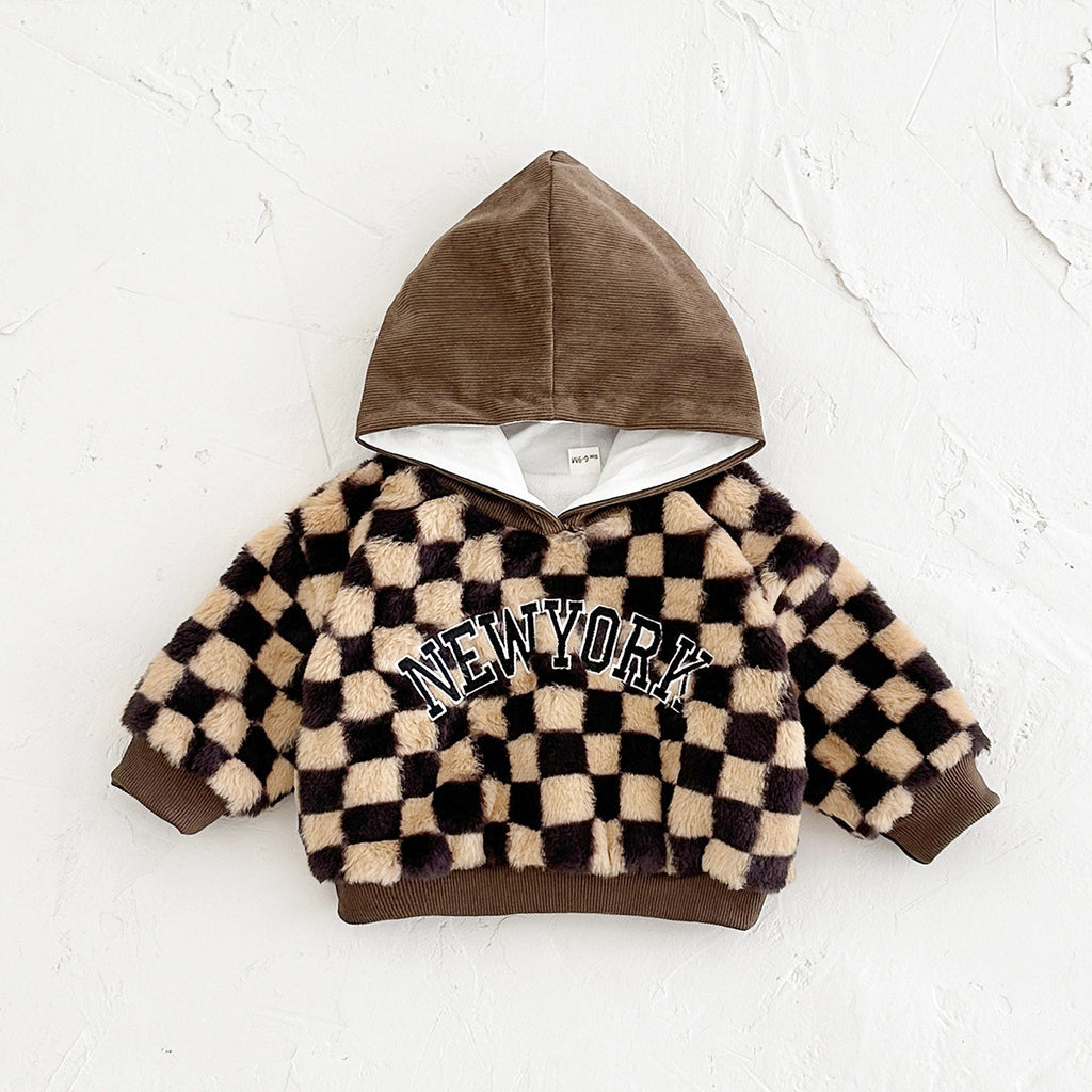 Manteau en polyester Plaid Plush pour filles