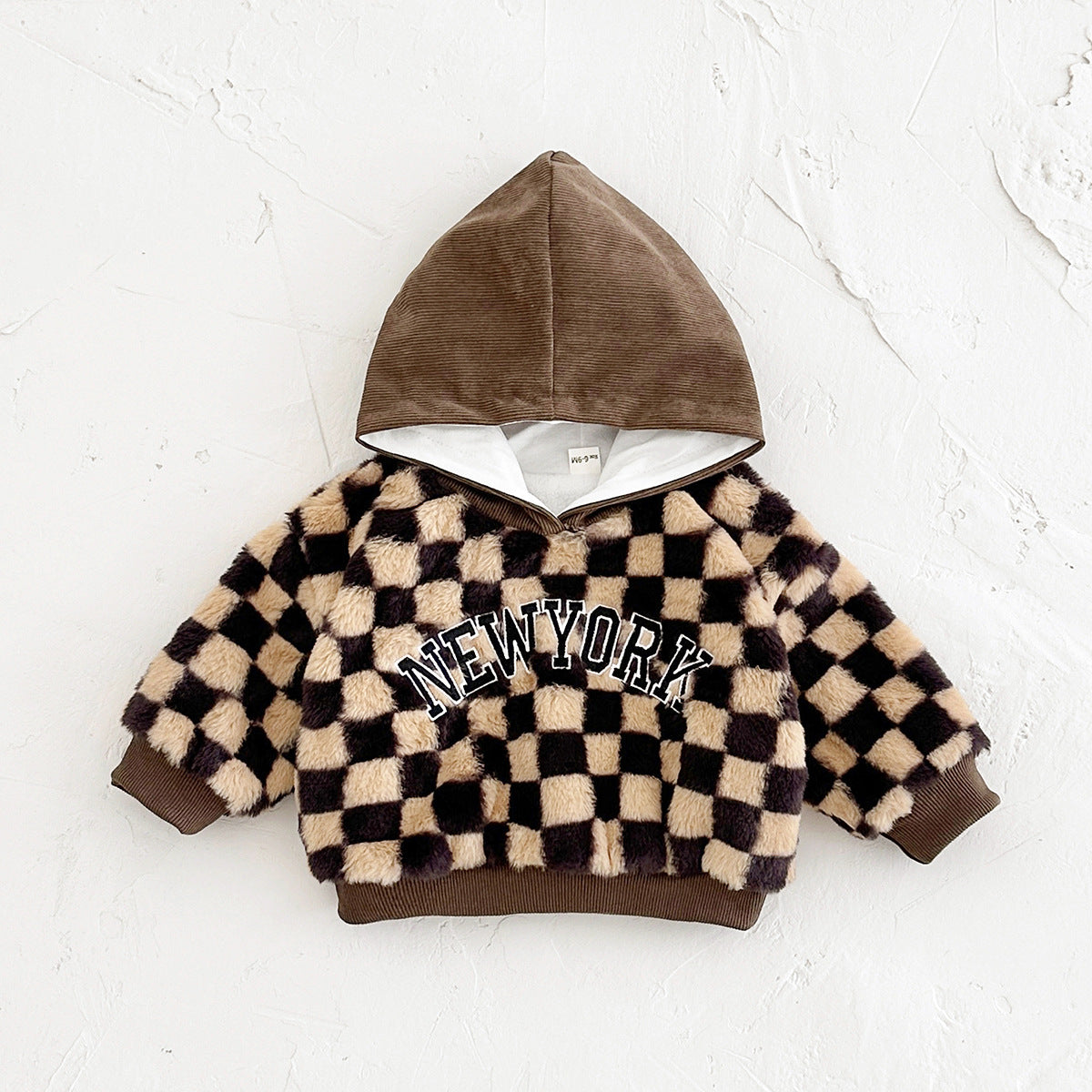 Manteau en polyester Plaid Plush pour filles