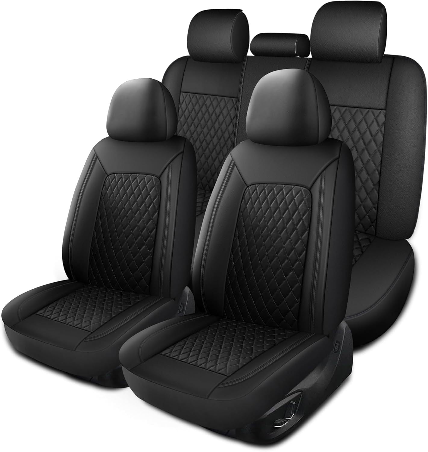 Housse siège voiture cuir PU, finition matelassée motif losanges