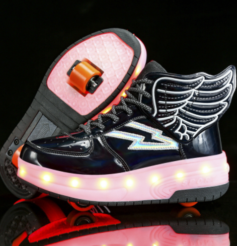 Double Roue Led Lumière Chaussures Roue Étudiant Roller Patins