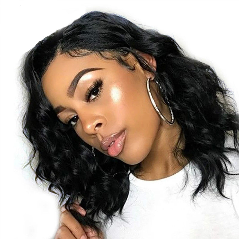 Perruque femelle courte cheveux bouclés centrés maïs perm noir africain petit cheveux bouclés chimique Fib