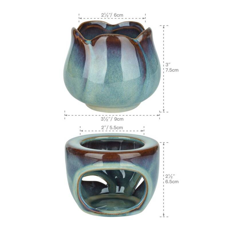 Set de 2 brûleurs de cire de céramique et brûleur d'huile avec lumière de thé
