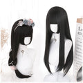 Manzhen Quotidien Noir Perruque longue droite fille