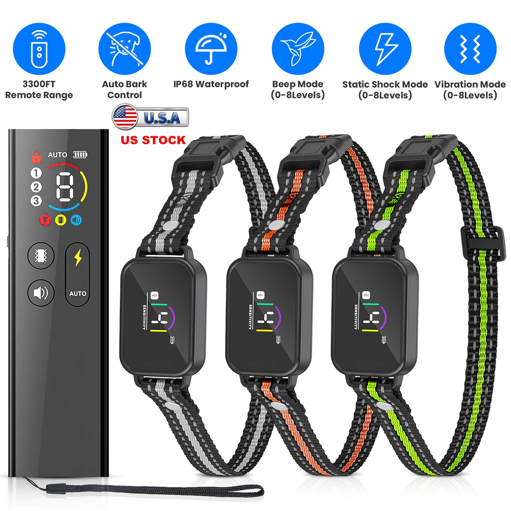 1Pc 2 en 1 chien Choc et collier de barque collier d'entraînement de chien avec télécommande rechargeable IP68 Wat