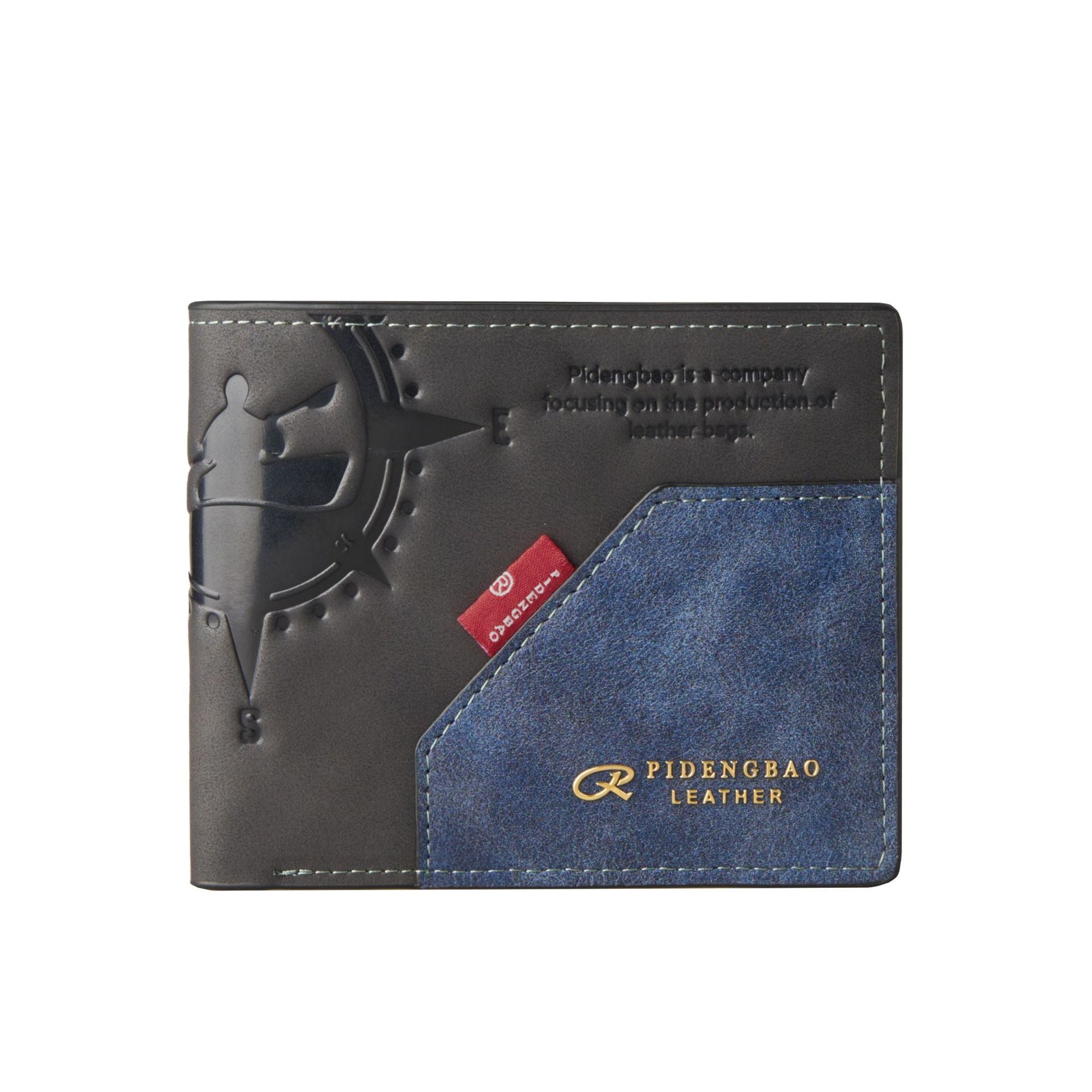 Multi-carte-slot grande capacité Pu pointage hommes rétro portefeuille court