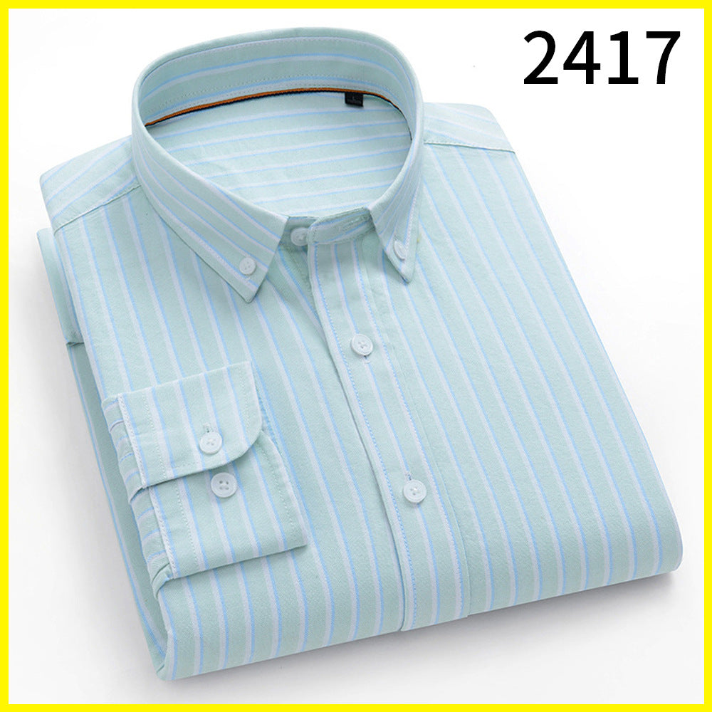 Chemise en coton à manches longues rayée pour hommes