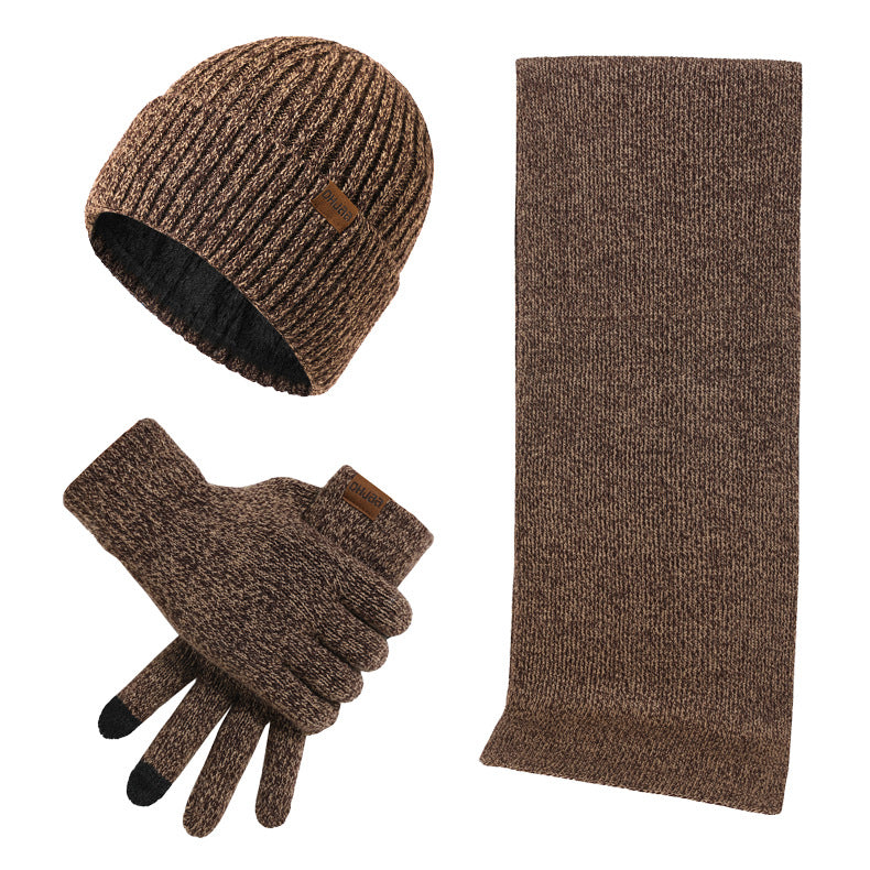 Écharpe de chapeau de tricot thermique et gants Ensemble de trois pièces