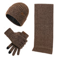 Écharpe de chapeau de tricot thermique et gants Ensemble de trois pièces