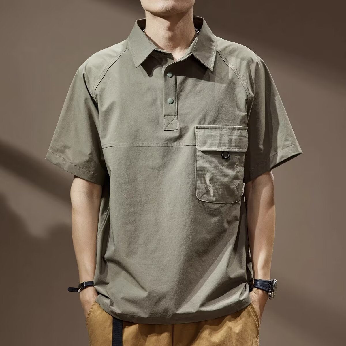 T-shirt tendance Lapel rétro homme