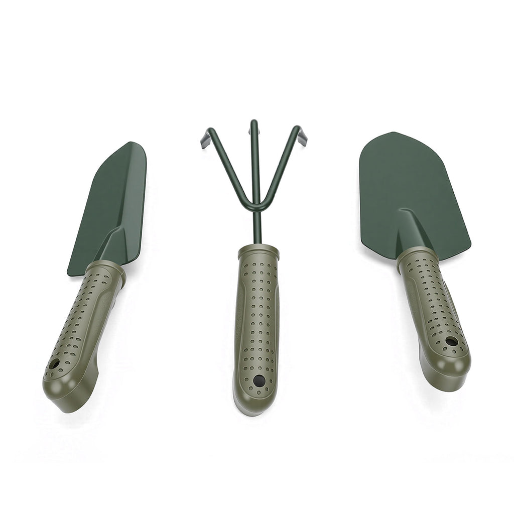 Ensemble d'outils de jardin poignée ergonomique large et étroit shovel 3 Râteau avec sac de rangement pour