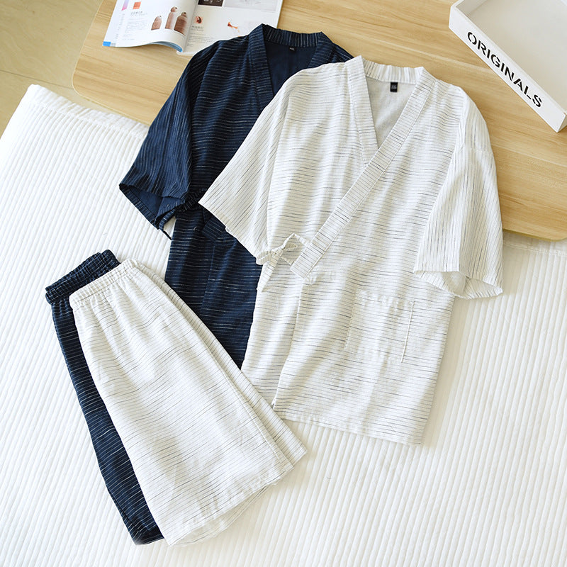 Pyjama pour hommes Kimono Printemps et coton d'été Peignoir Plus Taille Pyjama Cotton pour hommes