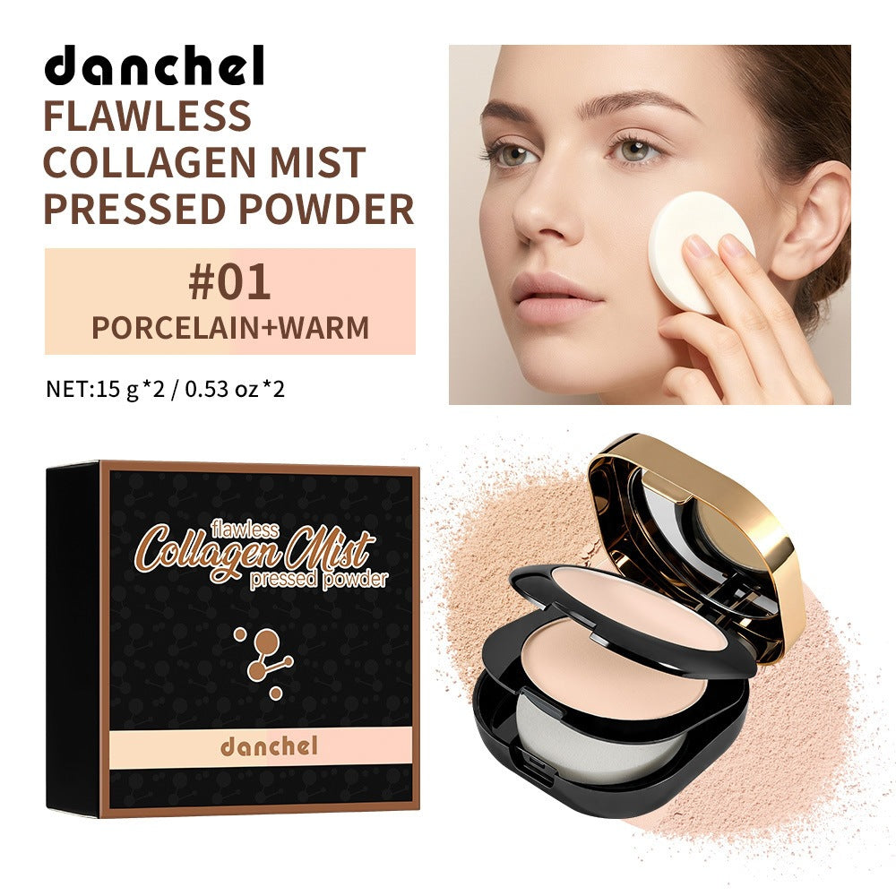Long-lasting bi-use pressed two-tone powder