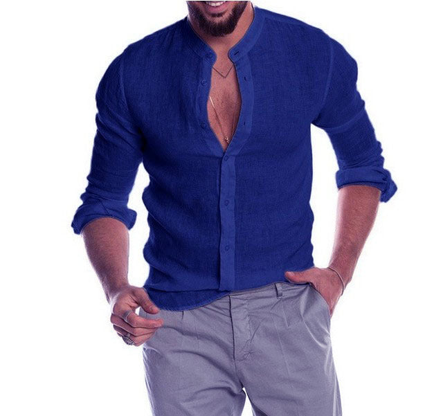 Linge de maison à col V Cardigan Manches longues Chemise Homme