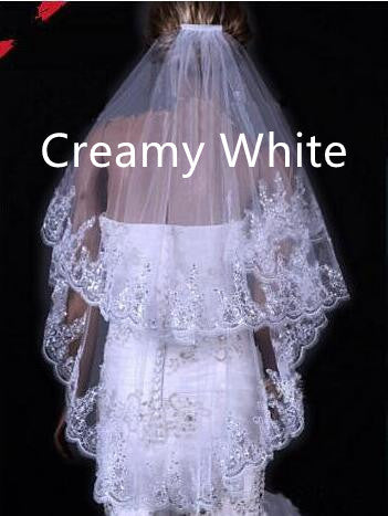 Couverture de visage veil en polyester pailleté bride Deux couches Dentelle Bande latérale
