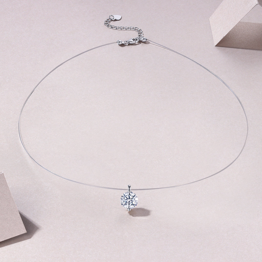 S925 Collier invisible en argent sterling