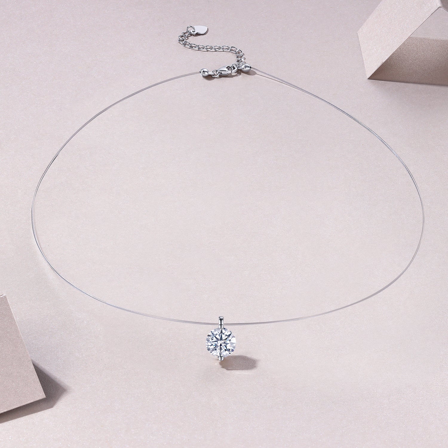 S925 Collier invisible en argent sterling