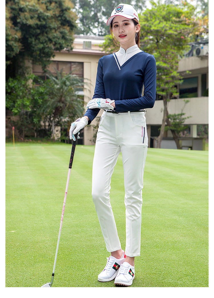 Golf Femmes T-shirt à manches longues Stand-up Collar Sunscreen Version Coréenne de Slim Sports