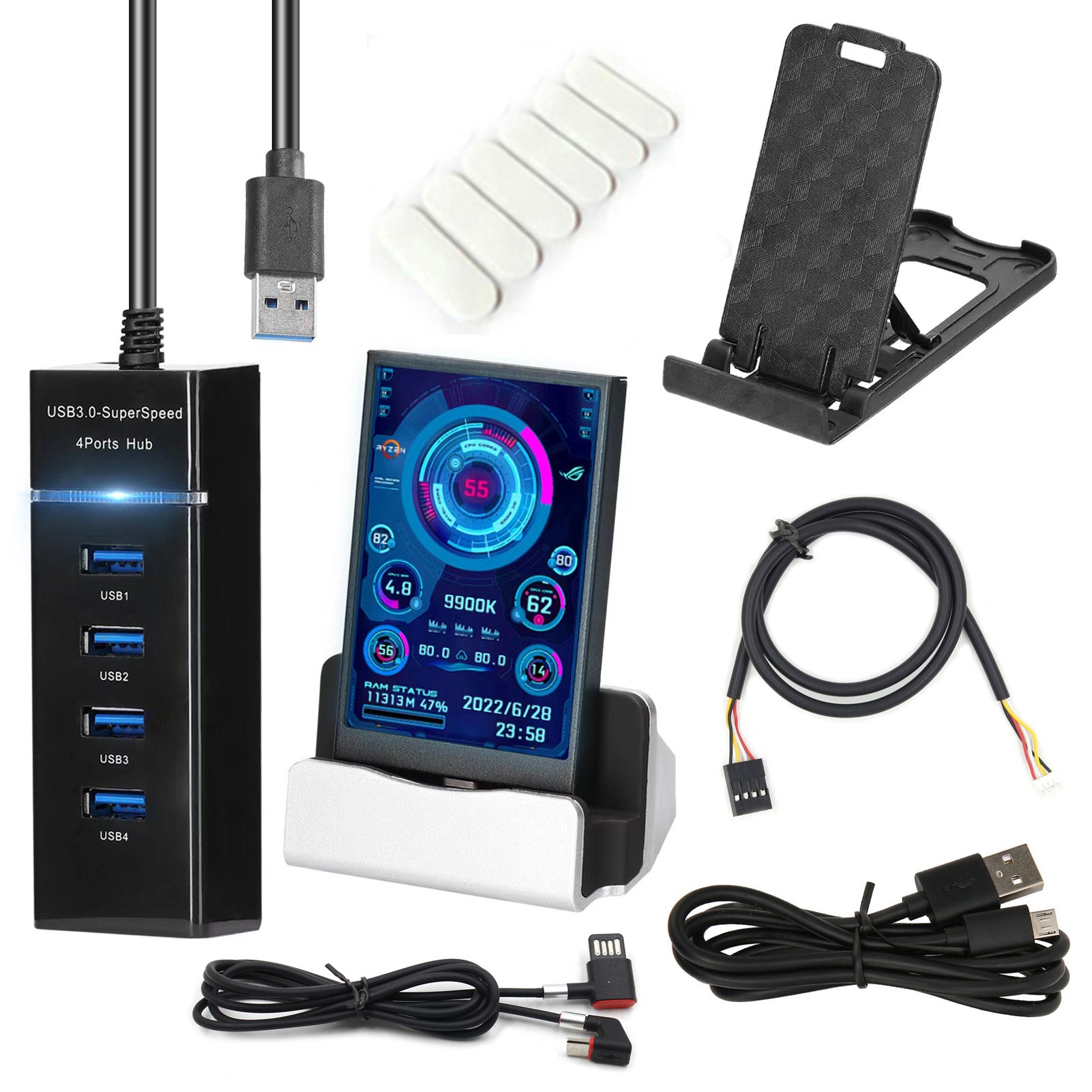 Ordinateur 3,5 pouces petit écran secondaire IPS Full View moniteur de châssis USB