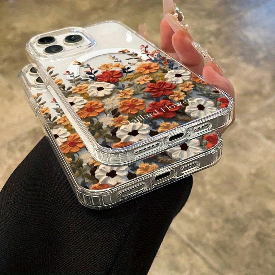 Étui de téléphone magnétique transparent et compatible avec les pommes
