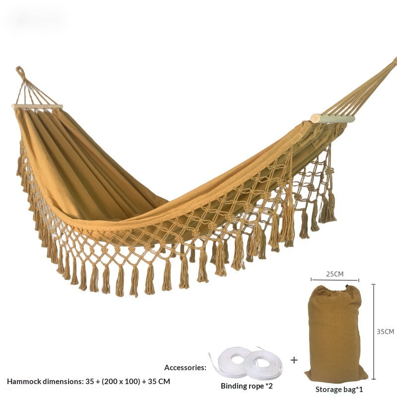 Hamac en tassel extérieur avec stakes en bois Toile à balançoire intérieure avec prévention latérale