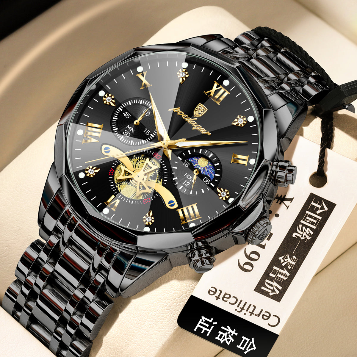 Imperméable Multifonctionnel Trendy Haute-Fin Montre Quartz Homme Lumineux