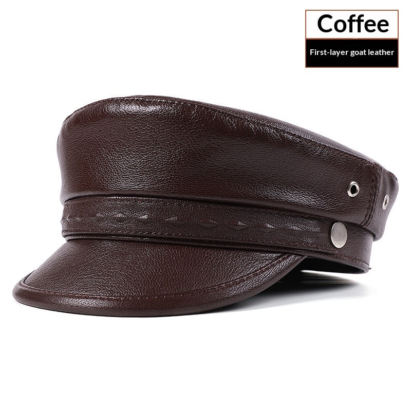 Casquette en cuir véritable pour hommes et femmes