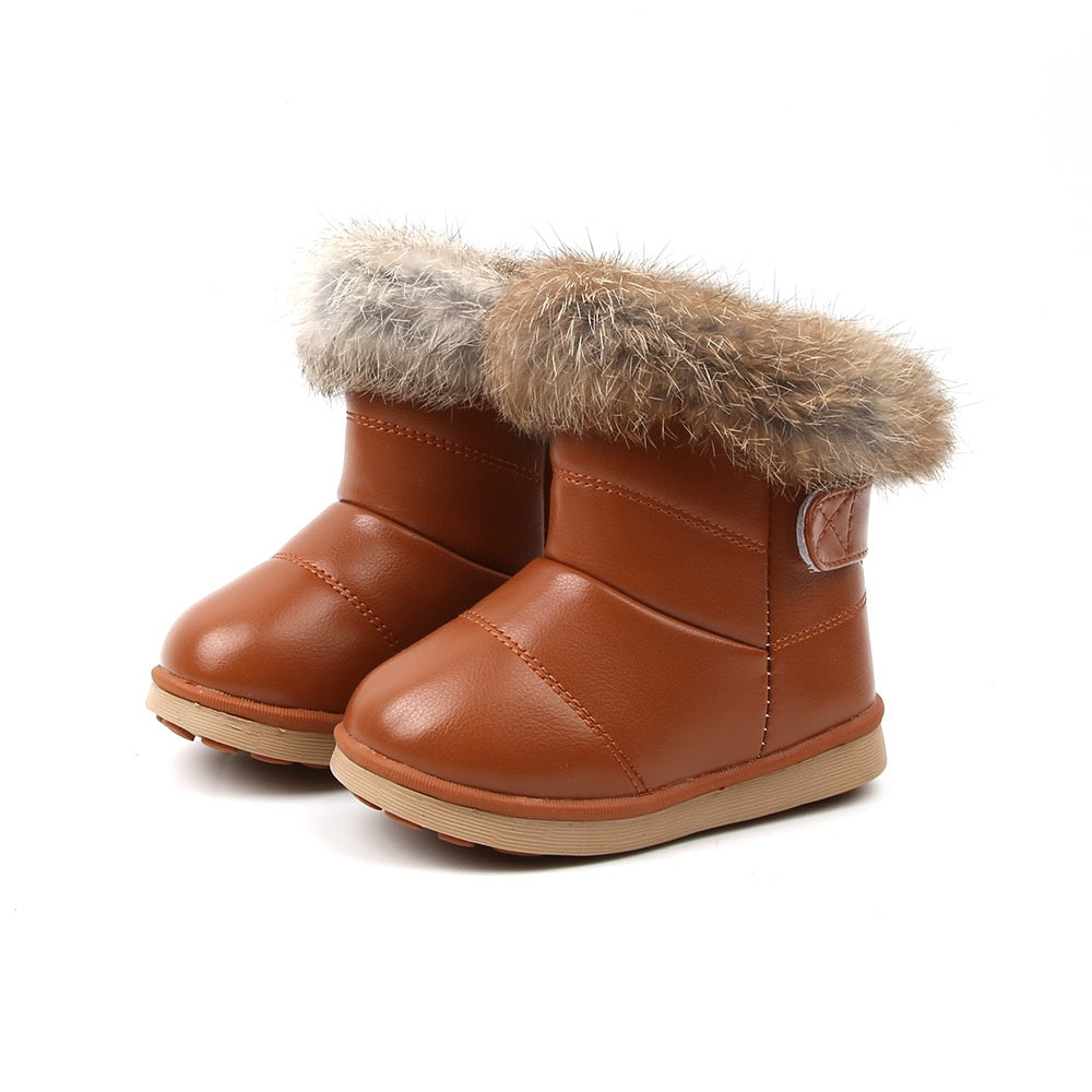 Bottes de coton de coton de neige en vraie fourrure de lapin épaissie