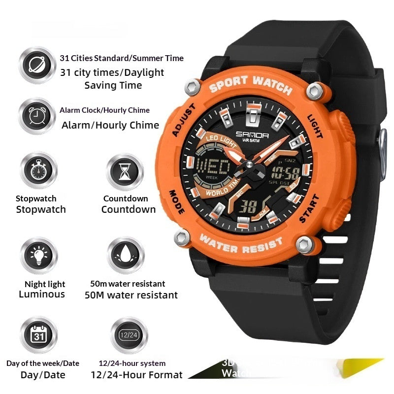 Élèves Dual-display Luminous Chronograph Watch for Hiking