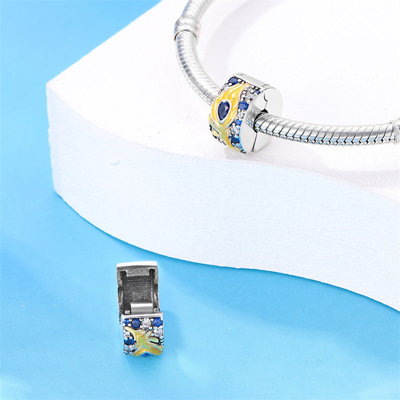 Argenté coloré Zircon Accent perles bracelet bricolage Charm