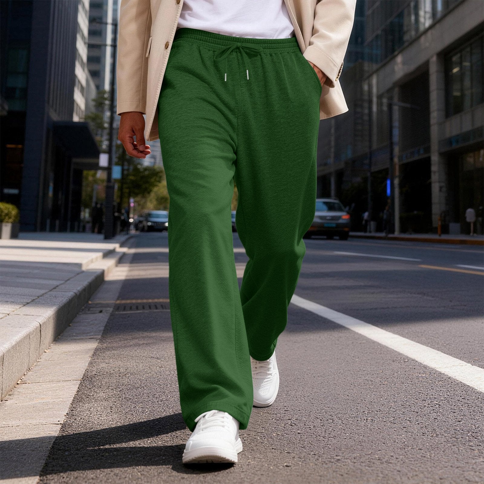 Pantalons à cordes à cordon droit pour hommes