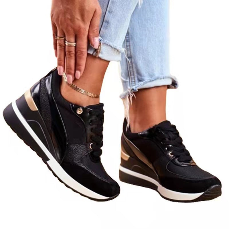 Plate-forme de femmes Colorblock Sequin Plat Casual Sneakers