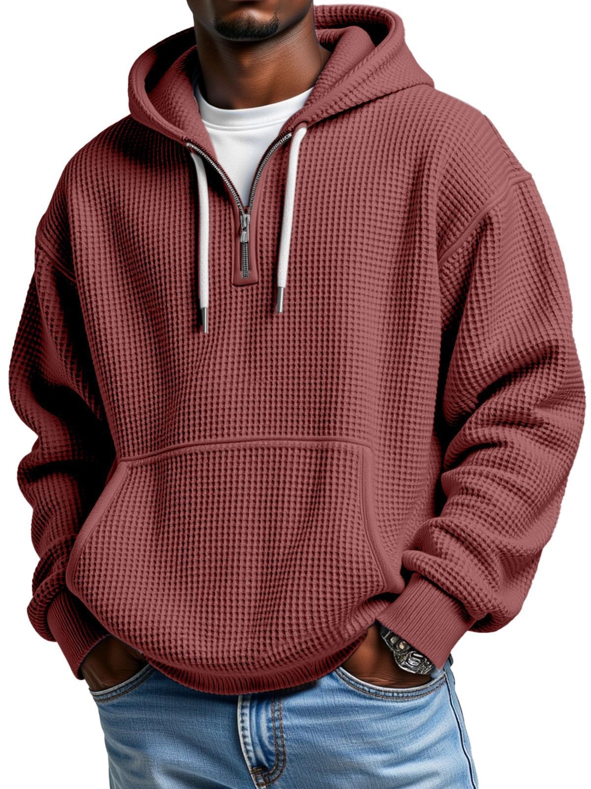 Autumn And Winter Amazon Independent Station Fashion Sports Trendy Brand Tops Waffle pour hommes