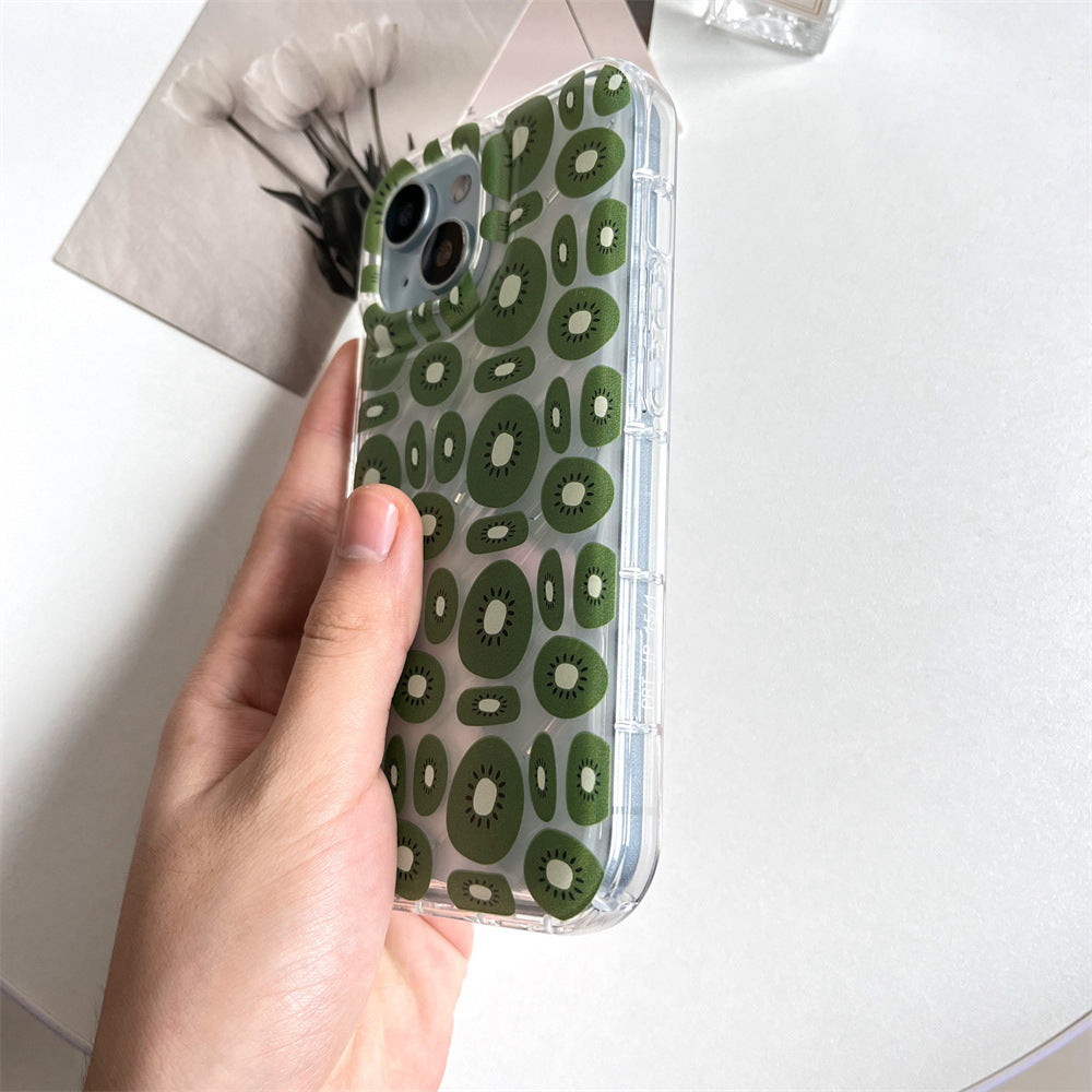 Étui téléphonique à fruits kiwis transparents