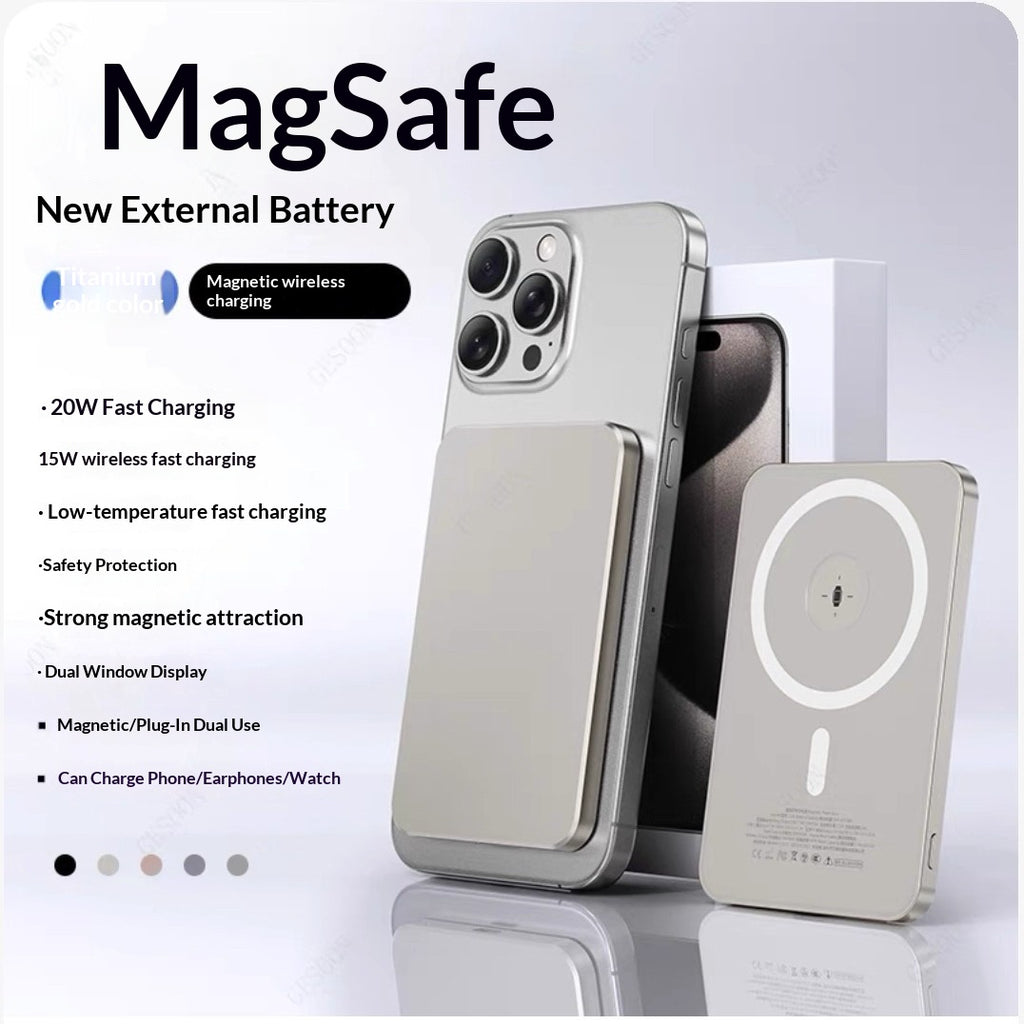 Batterie externe Charge magnétique Banque de puissance ultra mince Compact portable et haute capacité