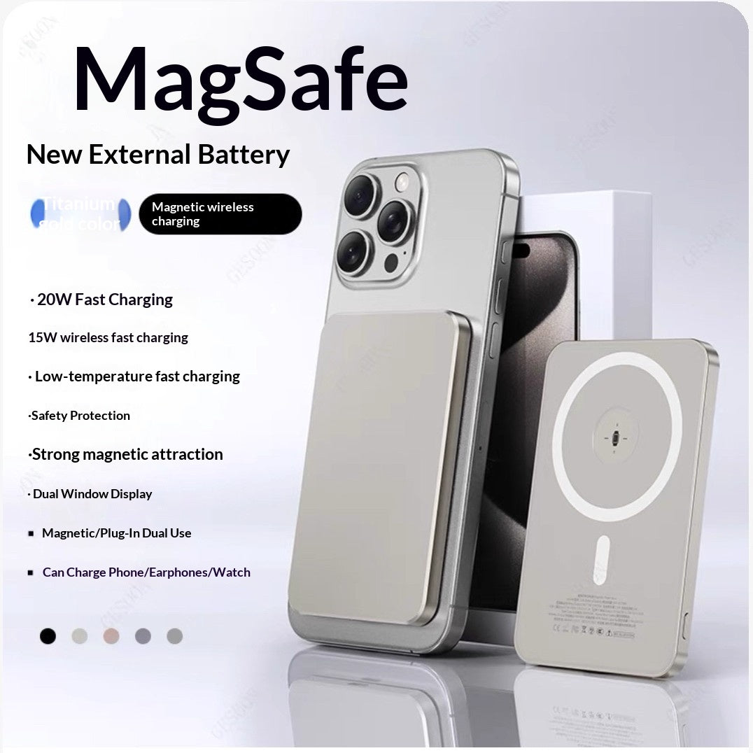 Batterie externe Charge magnétique Banque de puissance ultra mince Compact portable et haute capacité