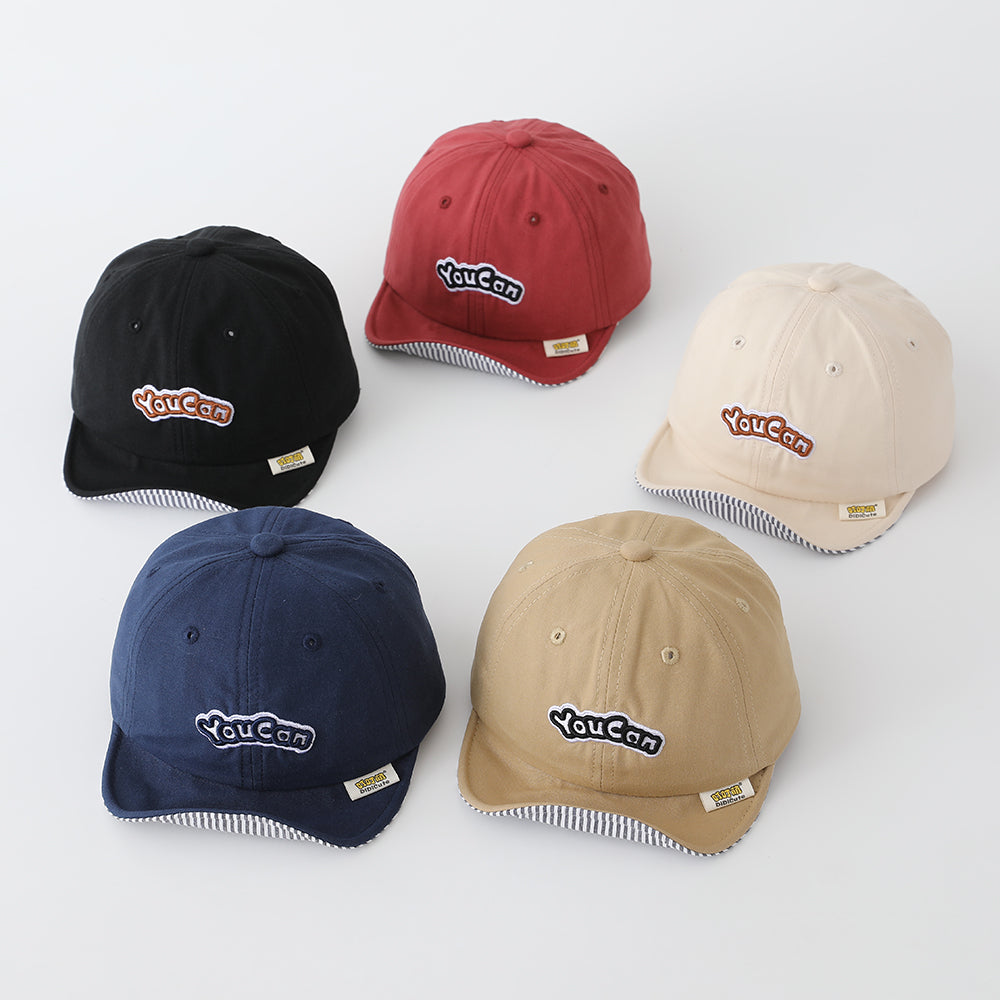Casquette de baseball brodée à rayures pour enfants en couleur solide