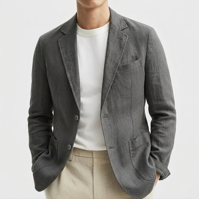 Plus-Taille Cotton-Liné uni-brassé Blazer pour hommes entreprise